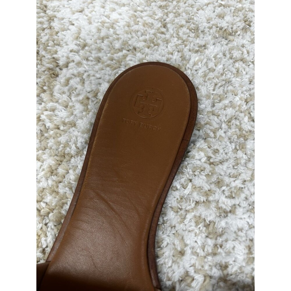 Tory Burch Women's Ines Flat Slide Goat Leather Sandals Brown US 10.5M - Picture 4 of 8